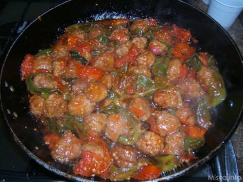 7 cuocere polpette e peperoncini
