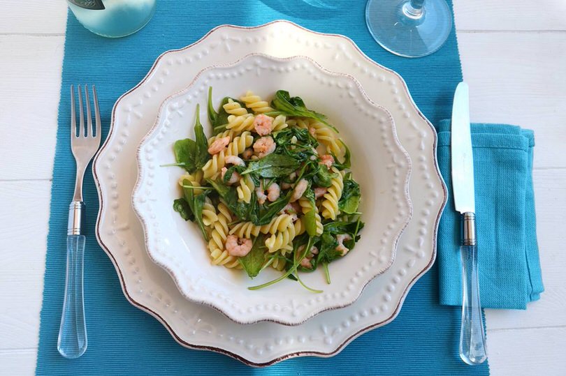 Pasta rucola e gamberetti