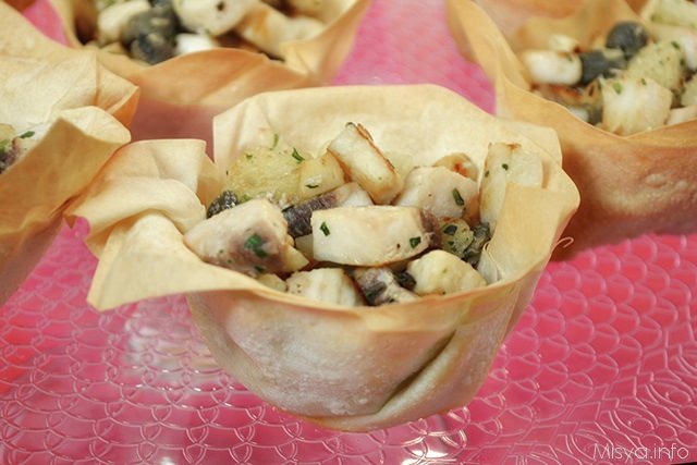 Cestino di pasta phyllo con pesce spada