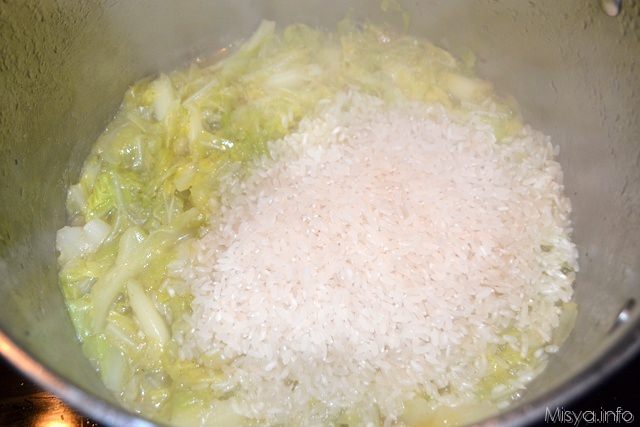 6 aggiungere il riso alla verza