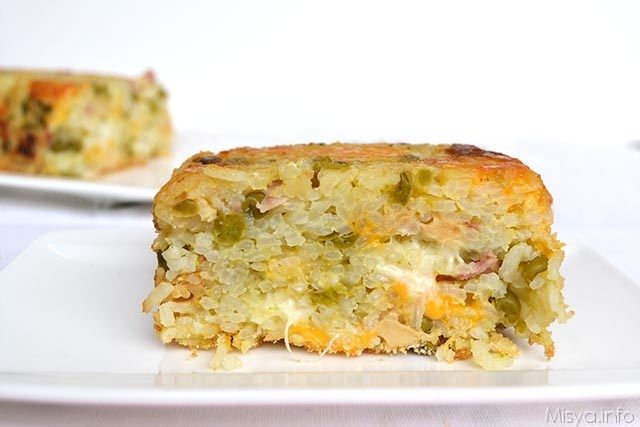 Timballo di riso - formaggi e piselli