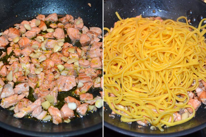 2 aggiungere mandorle poi tagliolini