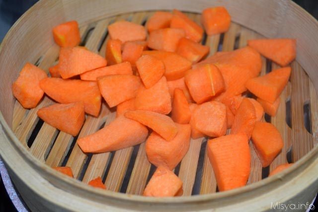 1 cuocere zucca a vapore