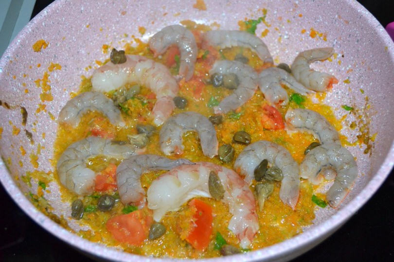 5 aggiungere gamberi