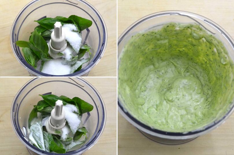 2 frullare basilico e zucchero