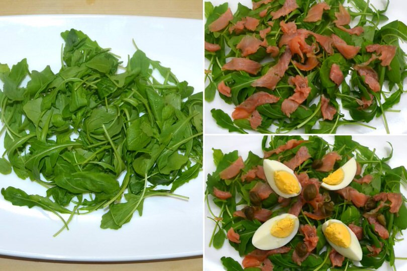 3 aggingere salmone e uova