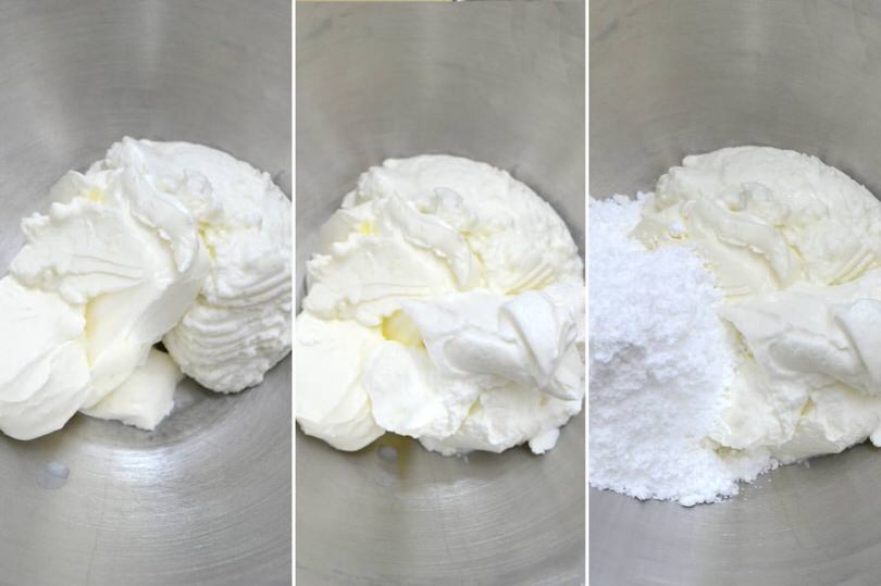 3 ricotta philadelphia zucchero a velo