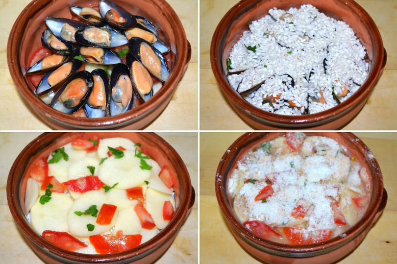 4 aggiungere cozzze e riso