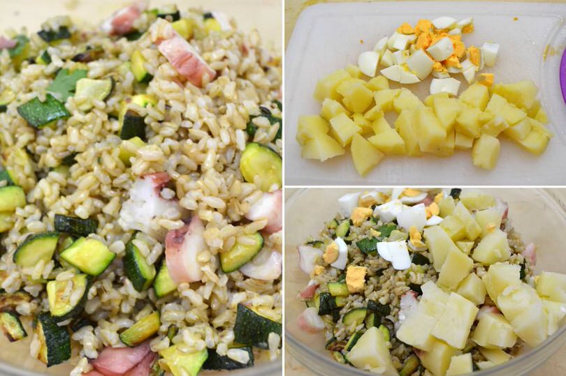 aggiungere patate e uova