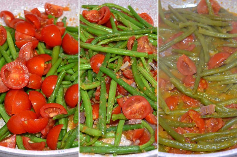 cuocere fagiolini con pomodorini