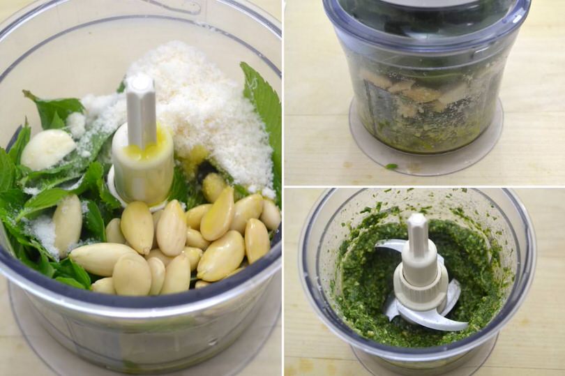 menta mandorle nel mixer