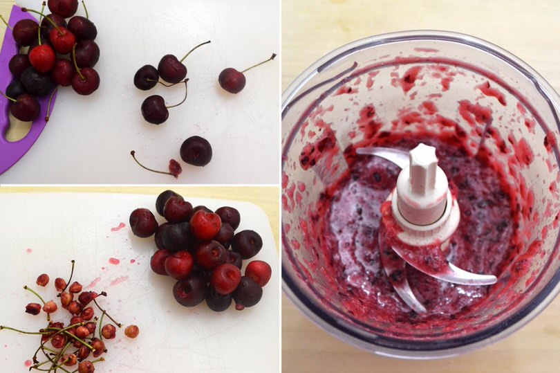 pulire e frullare ciliegie