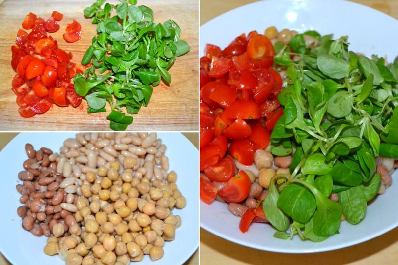 2 aggiungere insalata e pomodorini