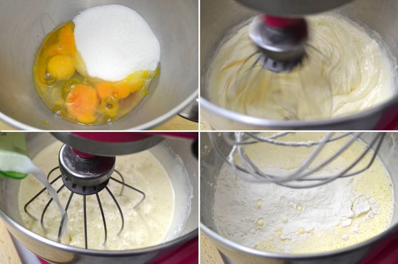 2 uova zucchero latte farina