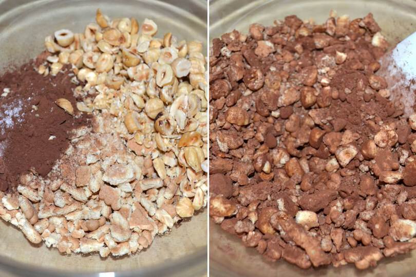 3 aggiungere nocciole cacao