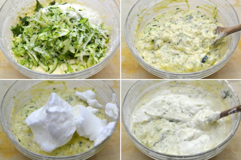 4 aggiungere zucchine e albumi