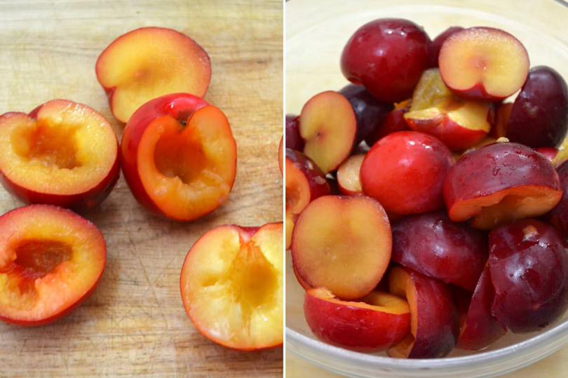 pulire e tagliare prugne