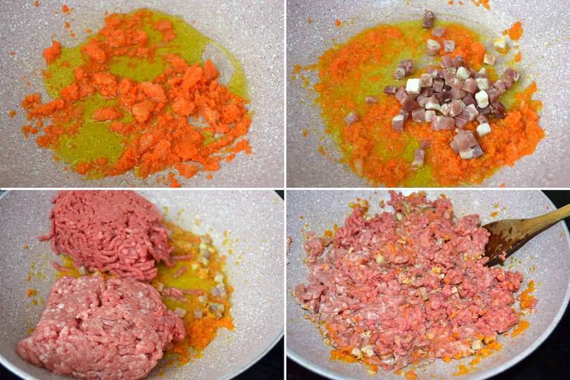 1 soffriggere carne macinata