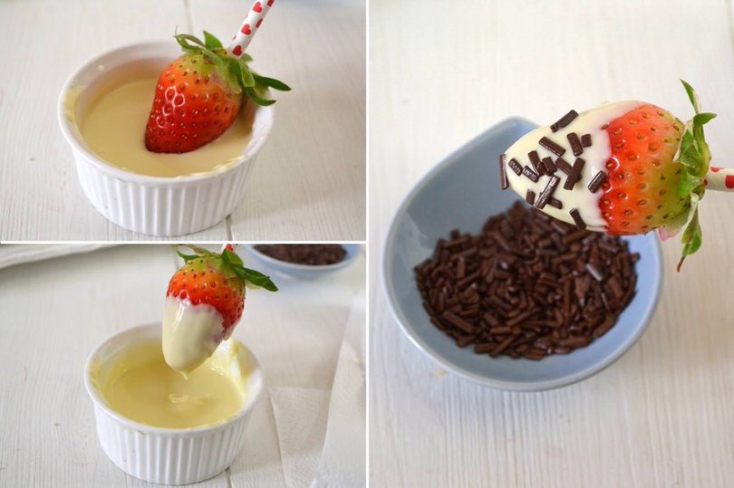 4 fragole nel cioccolato