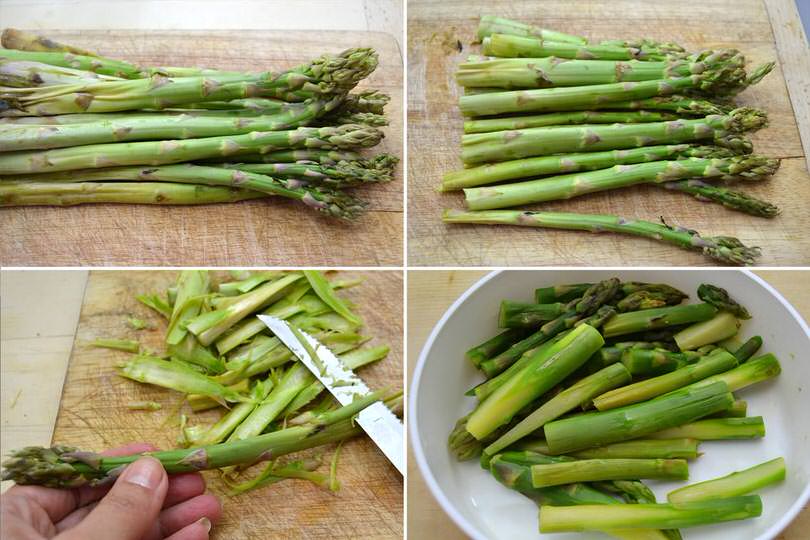 1 pulire e tagliare asparagi