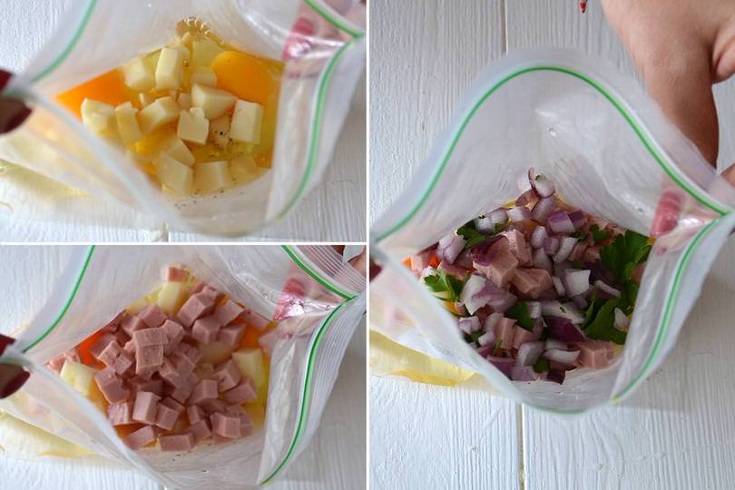 2 aggiungere formaggio prosciutto