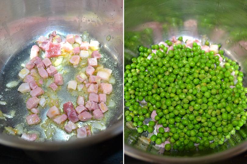 2 aggiungere piselli