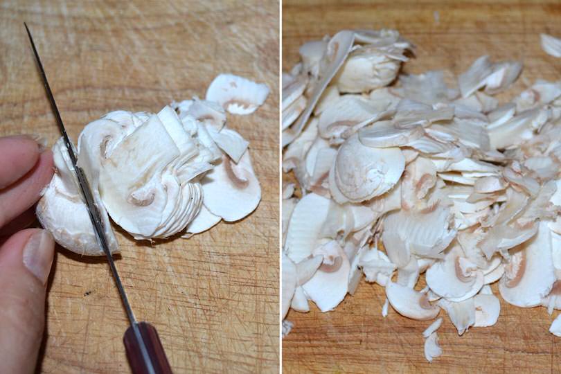 2 tagliare i funghi