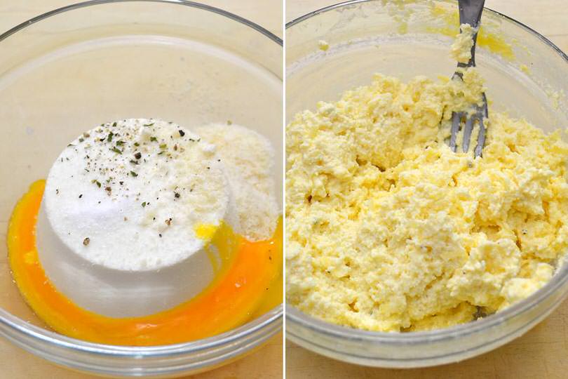 1 amalgamare uova e ricotta