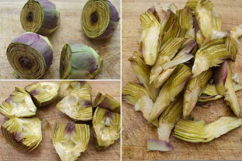 1 pulire e tagliare carciofi