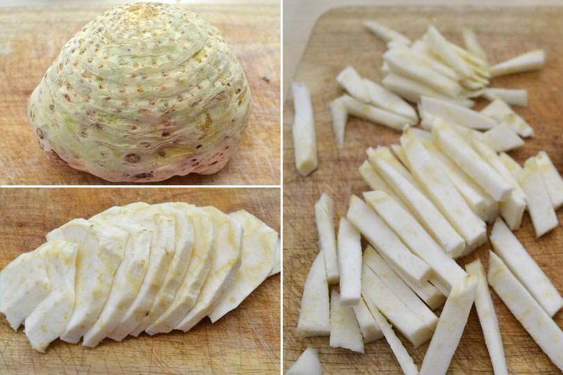 2 tagliare sedano rapa