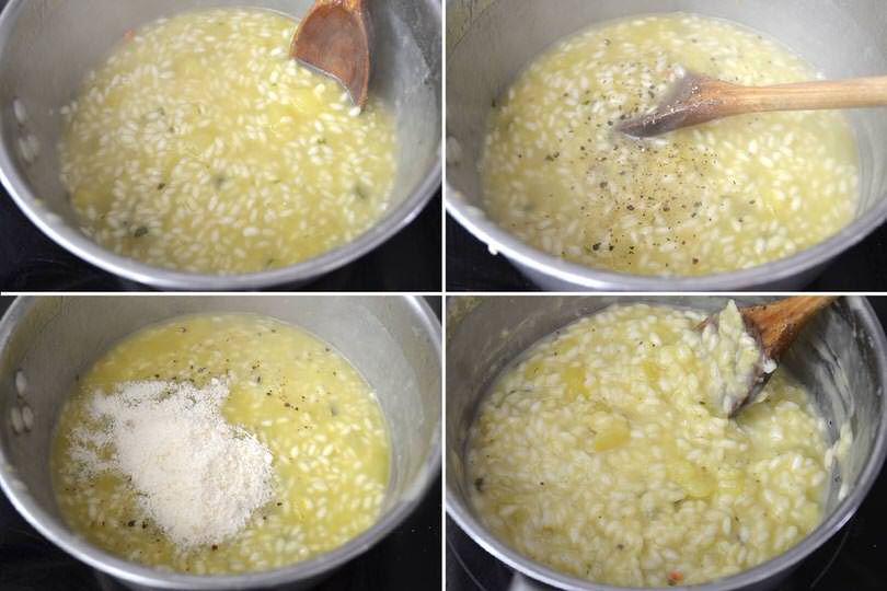 3 aggiungere formaggio e mantecare