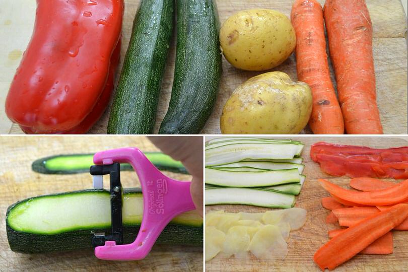 3 pulire e tagliare verdure