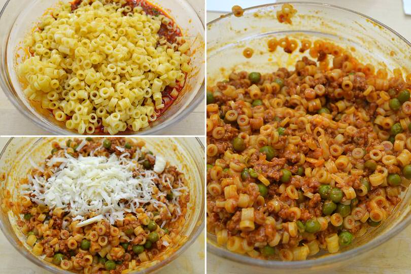 5 unire anelletti e sugo