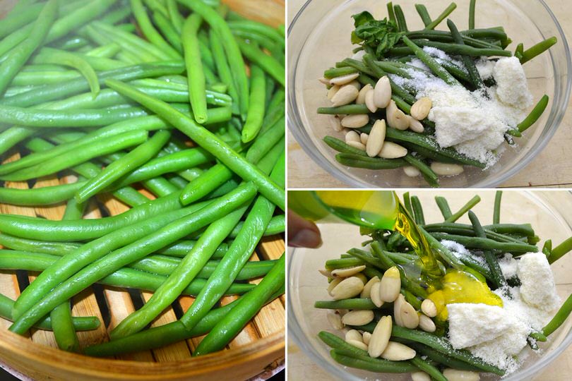 2 aggiungere mandorle formaggio olio