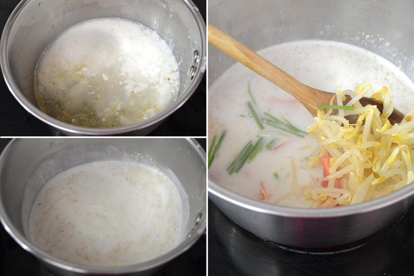 2 bollire latte di cocco