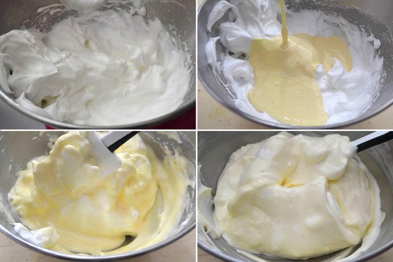 2 mescolare albumi e frema formaggio