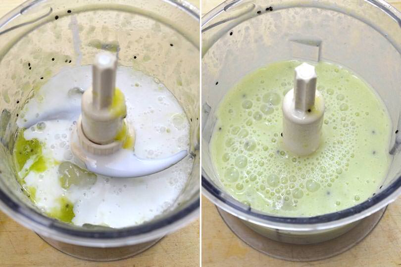 3 aggiungere latte e frullare