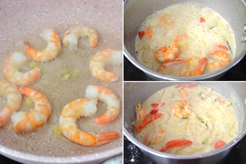 4 aggiungere gamberi