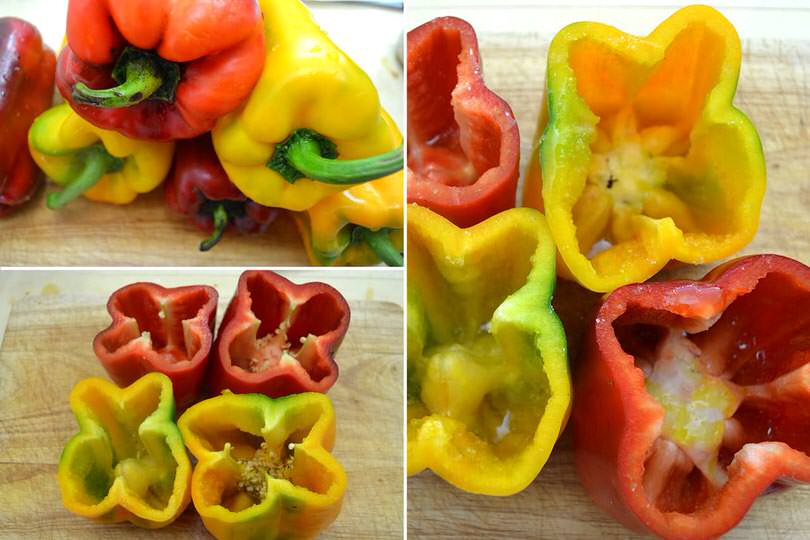 1 pulire e tagliare peperoni
