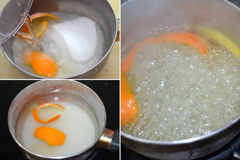 1 sciroppo con bucce arancia