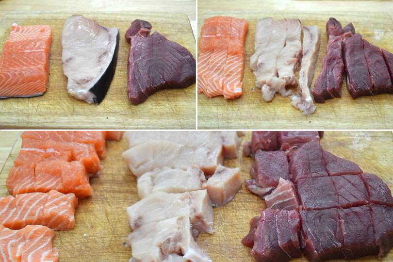 1 tagliare fette di pesce