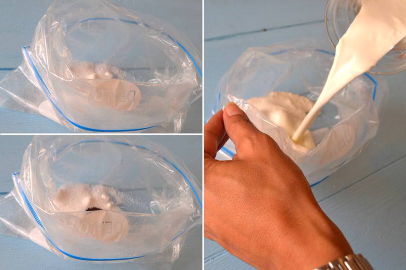 1 zucchero e panna in una busta