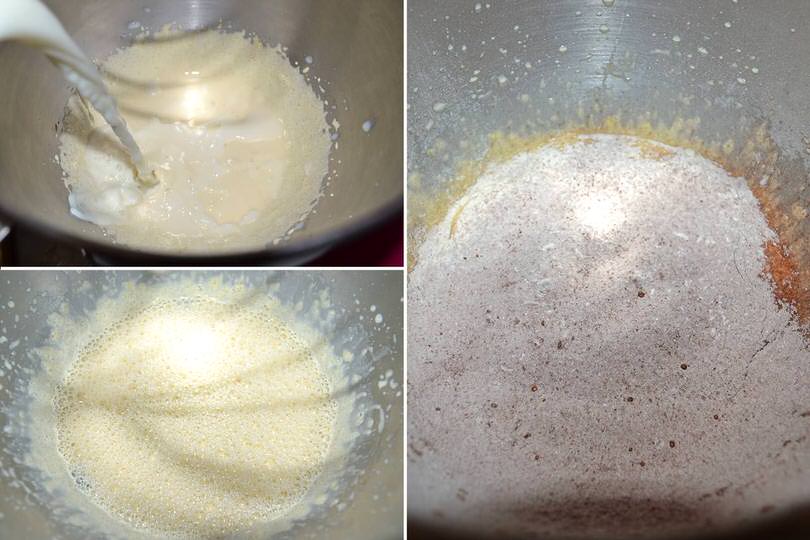 2 aggiungere latte e cacao