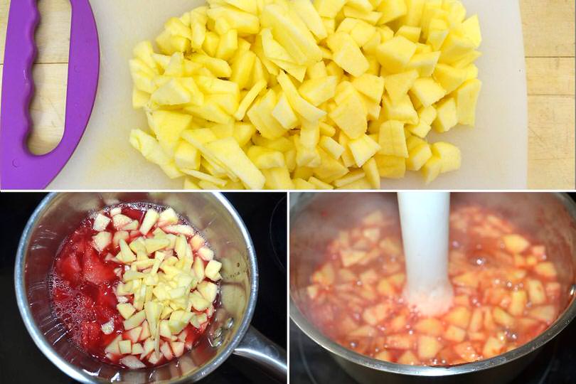 2 aggiungere mela e cuocere