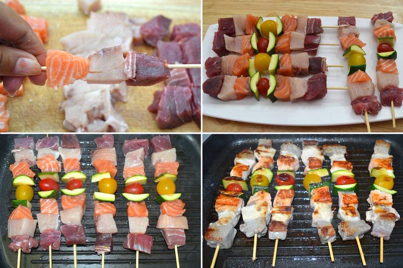 2 comporre e cuocere spiedini