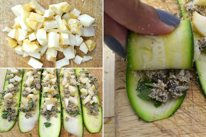 3 aggiungere formaggio e arrotolare