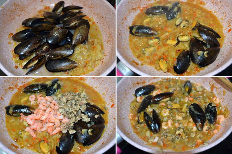 4 aggiungere frutti di mare