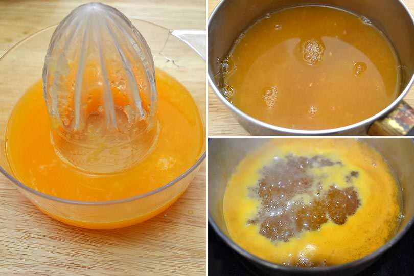 1 cuocere succo arancia