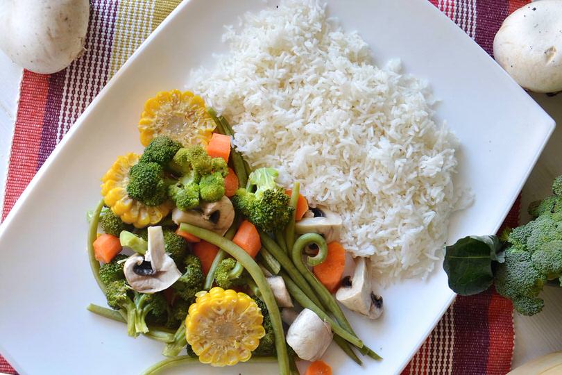 Riso e verdure vapore