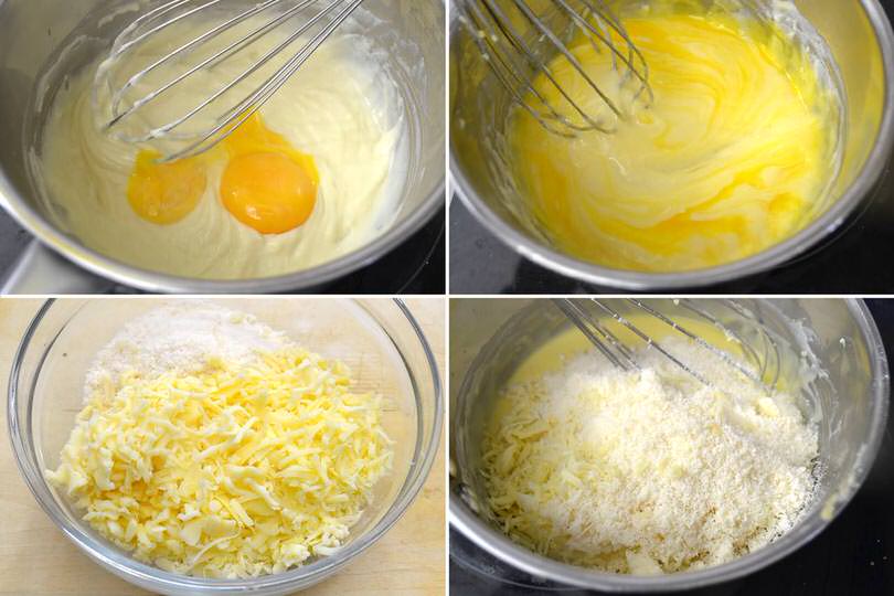 2 aggiungere uova e formaggio